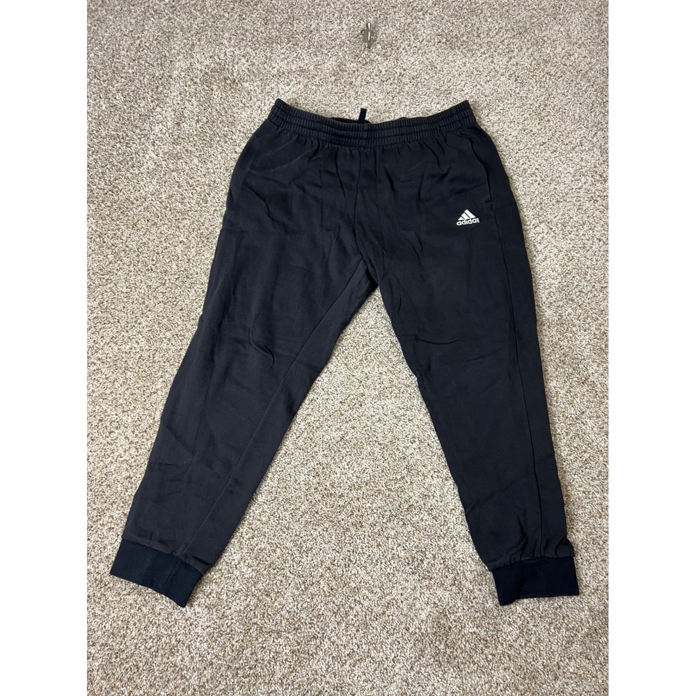 Adidas Mens XL Black Fleece Joggers Tapered Sweatpants Embroidered Logo